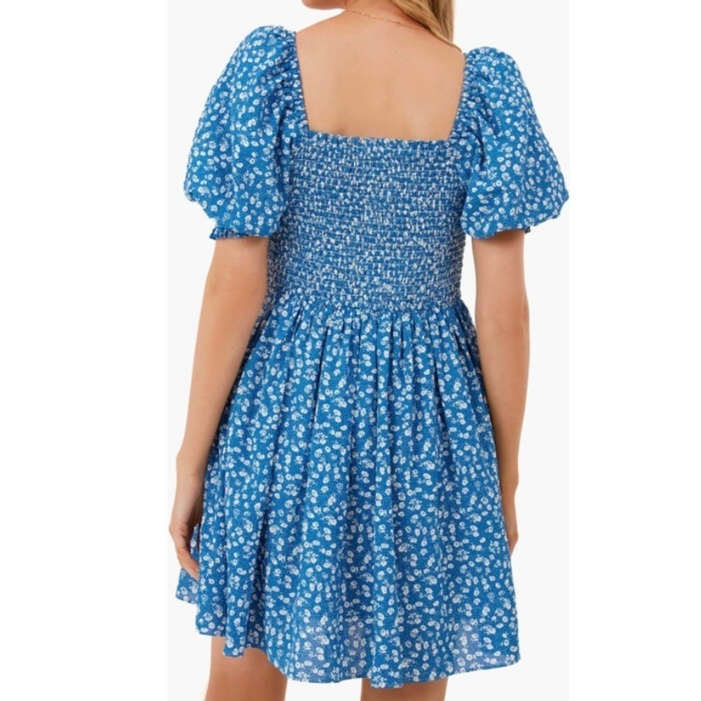 NEW Hyacinth House Floral Puff Sleeve Mini Dress Women’s S Blue Tuckernuck Party - Picture 4 of 16